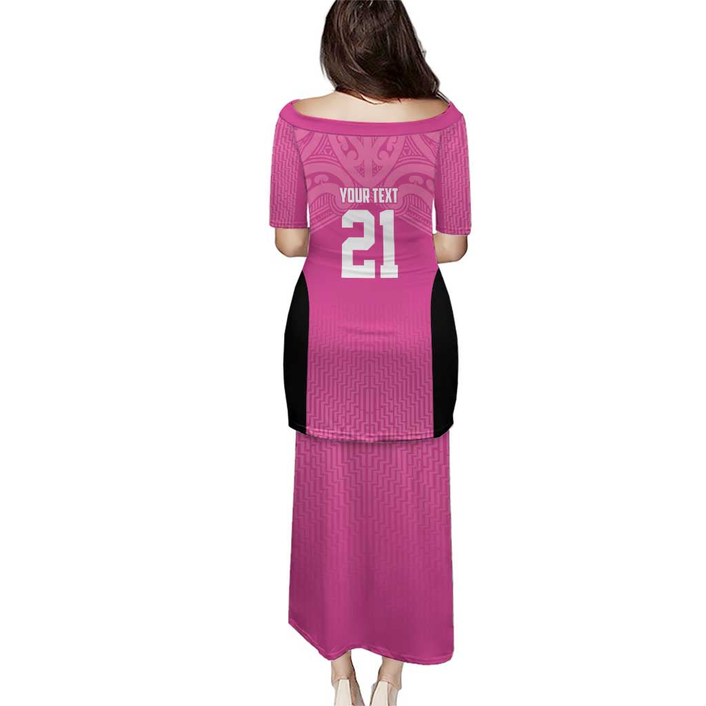 New Zealand Custom Puletasi Fire Basketball Maori Tribal Pink - Polynesian Pride