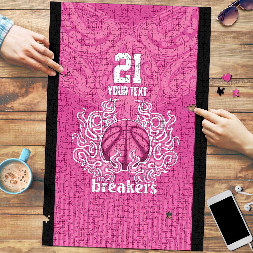 New Zealand Custom Puzzle Fire Basketball Maori Tribal Pink - Polynesian Pride