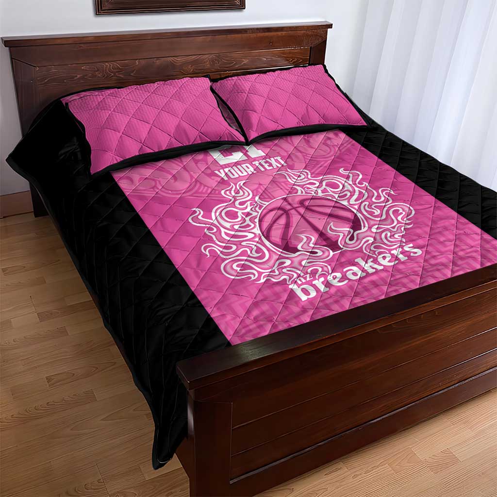 New Zealand Custom Quilt Bed Set Fire Basketball Maori Tribal Pink - Polynesian Pride