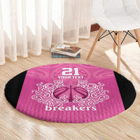 New Zealand Custom Round Carpet Fire Basketball Maori Tribal Pink - Polynesian Pride