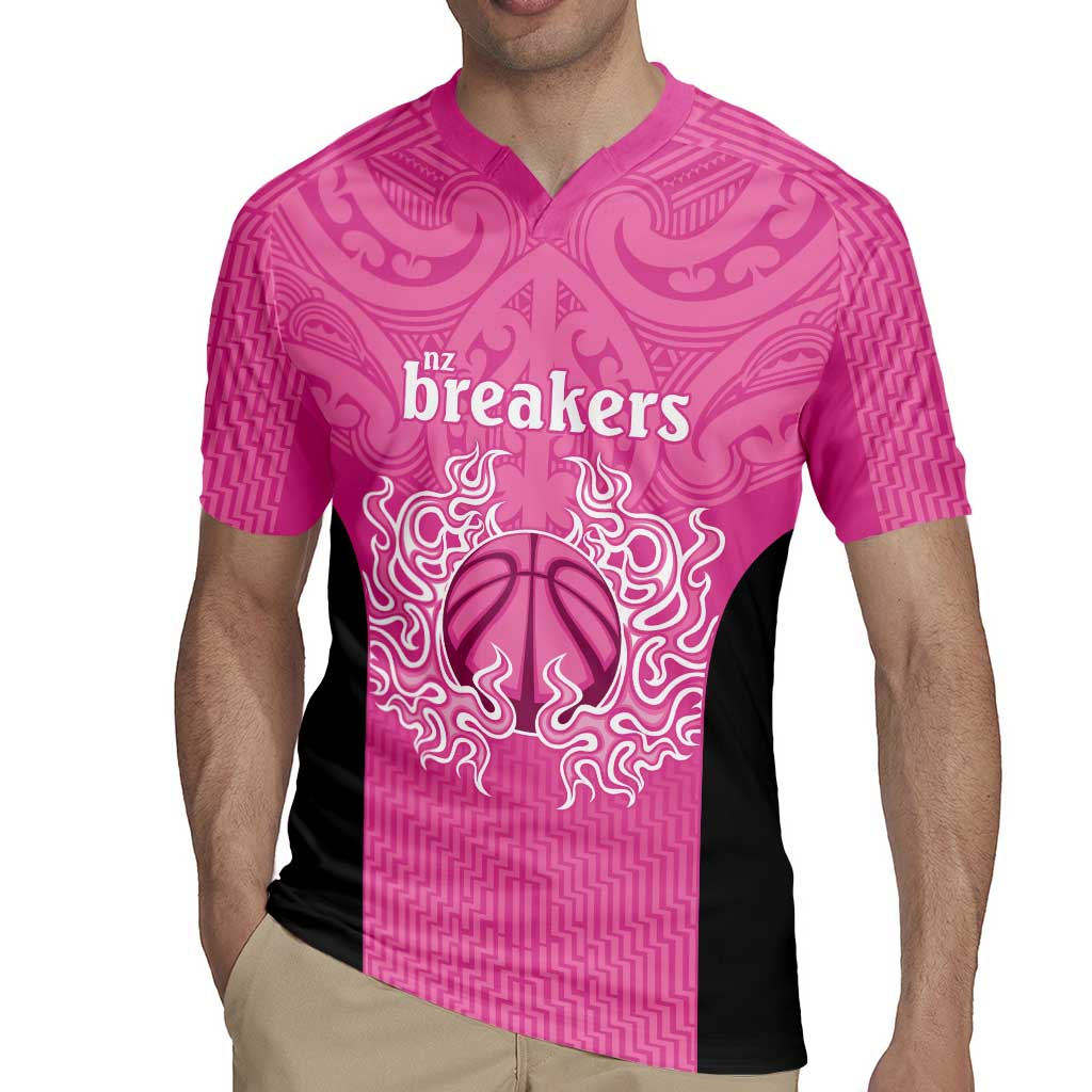 New Zealand Custom Rugby Jersey Fire Basketball Maori Tribal Pink - Polynesian Pride