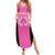 New Zealand Custom Summer Maxi Dress Fire Basketball Maori Tribal Pink - Polynesian Pride