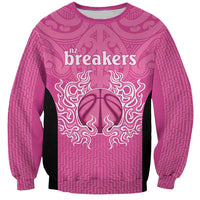 New Zealand Custom Sweatshirt Fire Basketball Maori Tribal Pink - Polynesian Pride
