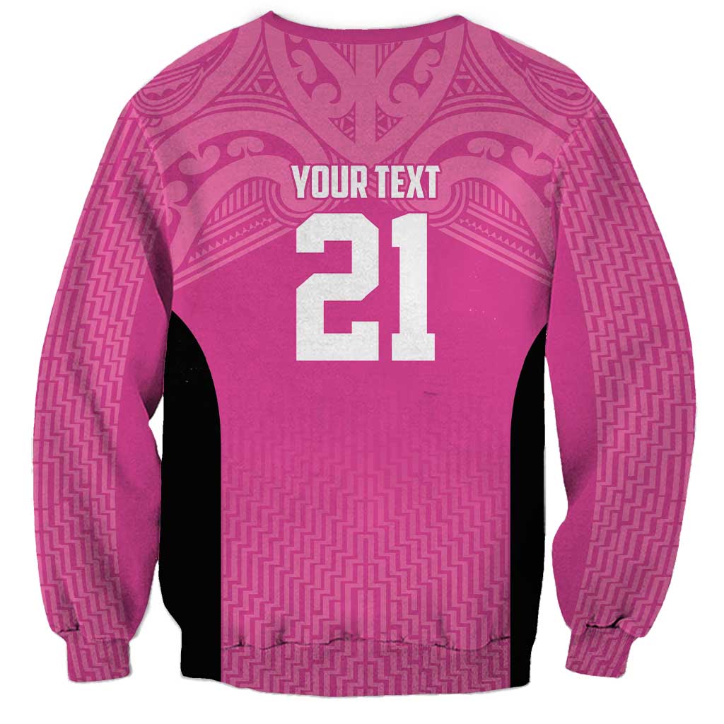 New Zealand Custom Sweatshirt Fire Basketball Maori Tribal Pink - Polynesian Pride