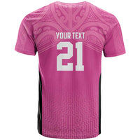 New Zealand Custom T Shirt Fire Basketball Maori Tribal Pink - Polynesian Pride