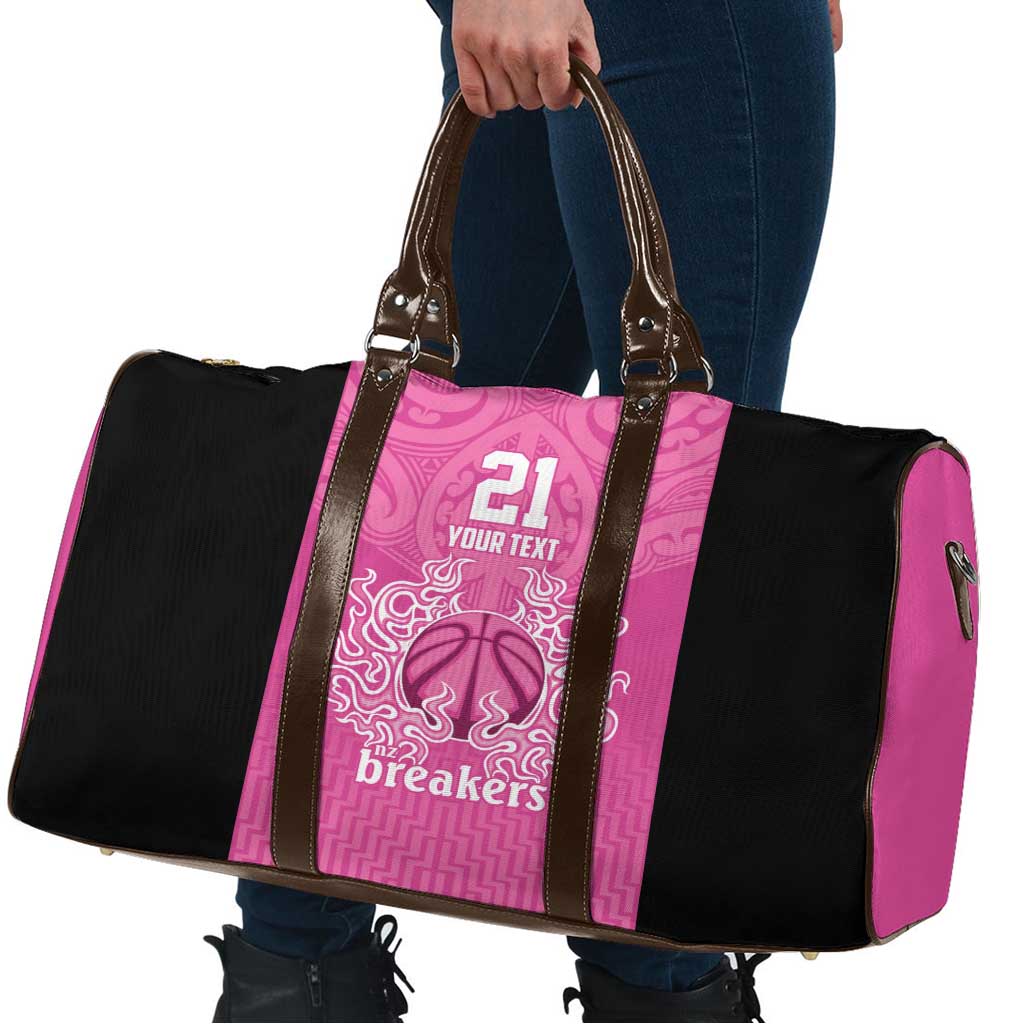 New Zealand Custom Travel Bag Fire Basketball Maori Tribal Pink - Polynesian Pride