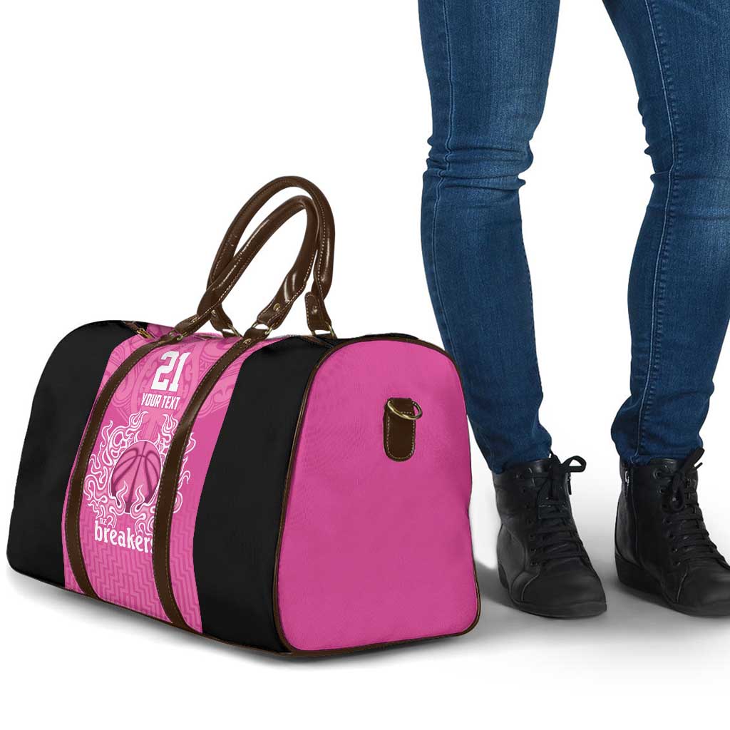 New Zealand Custom Travel Bag Fire Basketball Maori Tribal Pink - Polynesian Pride