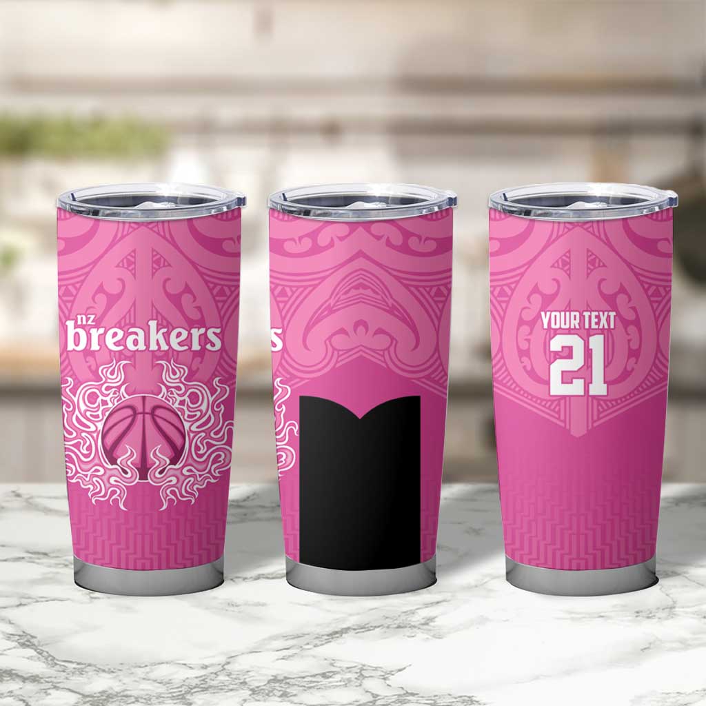 New Zealand Custom Tumbler Cup Fire Basketball Maori Tribal Pink - Polynesian Pride