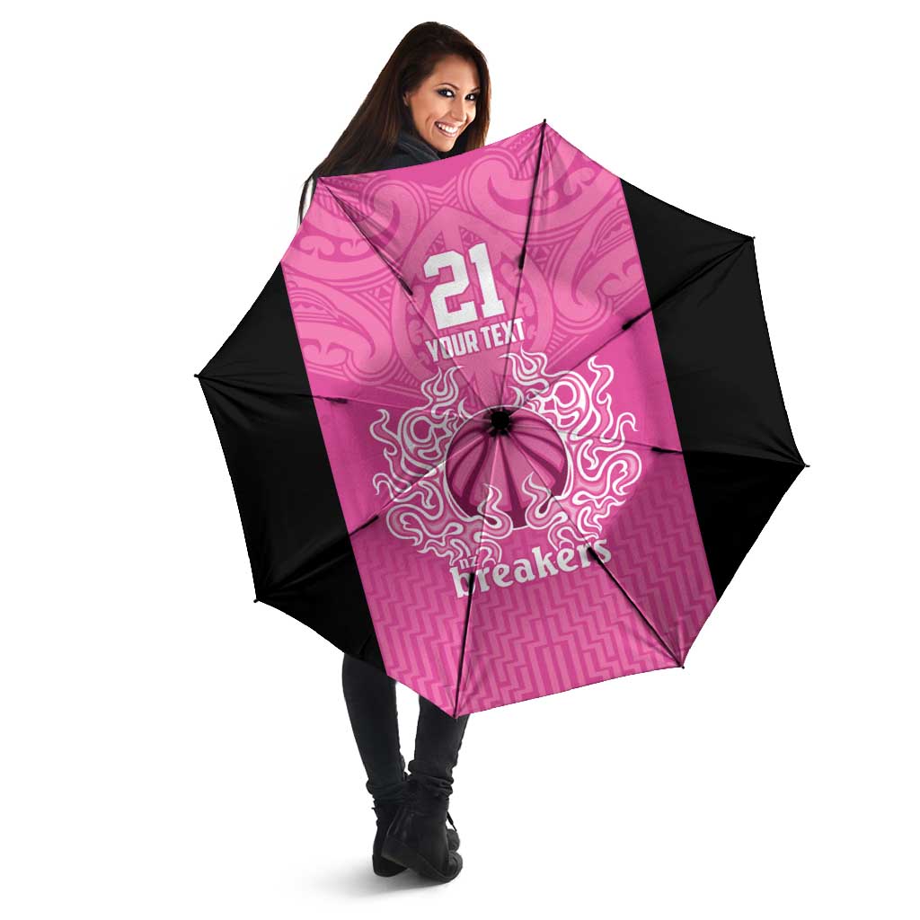 New Zealand Custom Umbrella Fire Basketball Maori Tribal Pink - Polynesian Pride