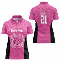 New Zealand Custom Women Polo Shirt Fire Basketball Maori Tribal Pink - Polynesian Pride