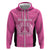 New Zealand Custom Zip Hoodie Fire Basketball Maori Tribal Pink - Polynesian Pride
