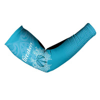 New Zealand Custom Arm Sleeves Fire Basketball Maori Tribal Sky Blue - Polynesian Pride