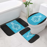 New Zealand Custom Bathroom Set Fire Basketball Maori Tribal Sky Blue - Polynesian Pride