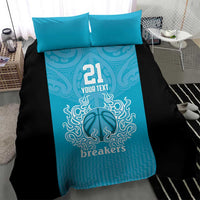 New Zealand Custom Bedding Set Fire Basketball Maori Tribal Sky Blue - Polynesian Pride