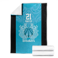 New Zealand Custom Blanket Fire Basketball Maori Tribal Sky Blue - Polynesian Pride