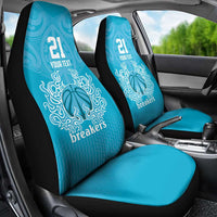 New Zealand Custom Car Seat Cover Fire Basketball Maori Tribal Sky Blue - Polynesian Pride
