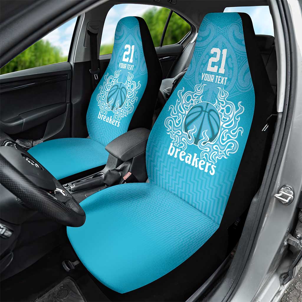 New Zealand Custom Car Seat Cover Fire Basketball Maori Tribal Sky Blue - Polynesian Pride
