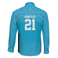 New Zealand Custom Family Matching Long Sleeve Bodycon Dress and Hawaiian Shirt Fire Basketball Maori Tribal Sky Blue LT9 - Polynesian Pride