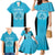 New Zealand Custom Family Matching Mermaid Dress and Hawaiian Shirt Fire Basketball Maori Tribal Sky Blue - Polynesian Pride