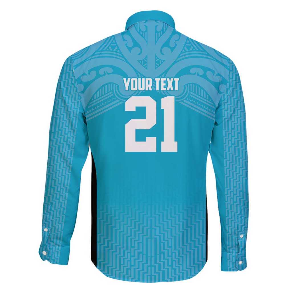 New Zealand Custom Family Matching Puletasi and Hawaiian Shirt Fire Basketball Maori Tribal Sky Blue - Polynesian Pride