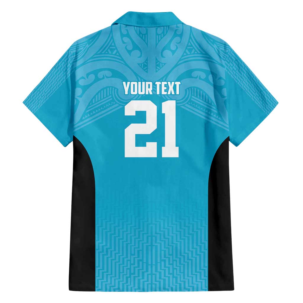 New Zealand Custom Family Matching Tank Maxi Dress and Hawaiian Shirt Fire Basketball Maori Tribal Sky Blue - Polynesian Pride