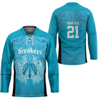 New Zealand Custom Hockey Jersey Fire Basketball Maori Tribal Sky Blue - Polynesian Pride