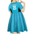 New Zealand Custom Kid Short Sleeve Dress Fire Basketball Maori Tribal Sky Blue - Polynesian Pride