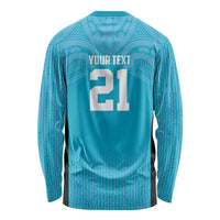New Zealand Custom Long Sleeve Shirt Fire Basketball Maori Tribal Sky Blue - Polynesian Pride