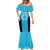 New Zealand Custom Mermaid Dress Fire Basketball Maori Tribal Sky Blue - Polynesian Pride