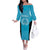 New Zealand Custom Off The Shoulder Long Sleeve Dress Fire Basketball Maori Tribal Sky Blue - Polynesian Pride