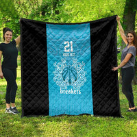 New Zealand Custom Quilt Fire Basketball Maori Tribal Sky Blue - Polynesian Pride