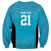 New Zealand Custom Sweatshirt Fire Basketball Maori Tribal Sky Blue - Polynesian Pride