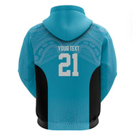 New Zealand Custom Zip Hoodie Fire Basketball Maori Tribal Sky Blue - Polynesian Pride