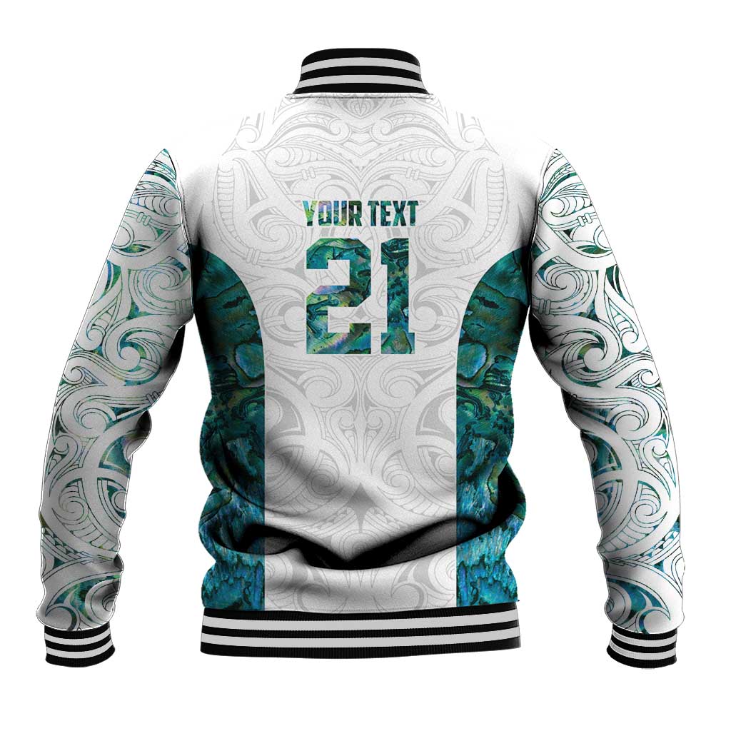 Custom New Zealand Aotearoa Baseball Jacket Green Maori Paua Shell Indigenous - Polynesian Pride