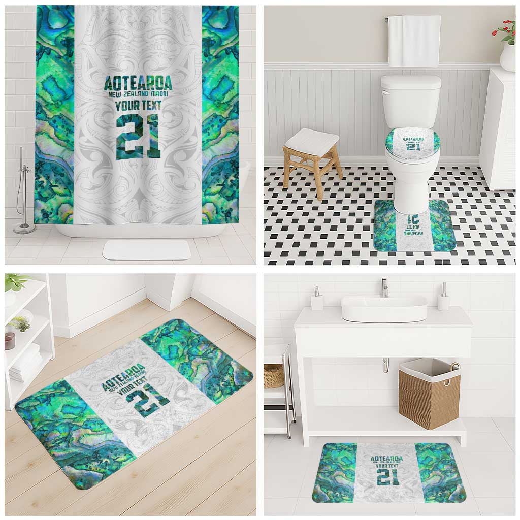 Custom New Zealand Aotearoa Bathroom Set Green Maori Paua Shell Indigenous - Polynesian Pride