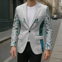 Custom New Zealand Aotearoa Blazer Green Maori Paua Shell Indigenous - Polynesian Pride