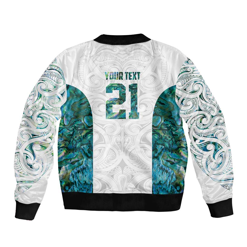 Custom New Zealand Aotearoa Bomber Jacket Green Maori Paua Shell Indigenous - Polynesian Pride