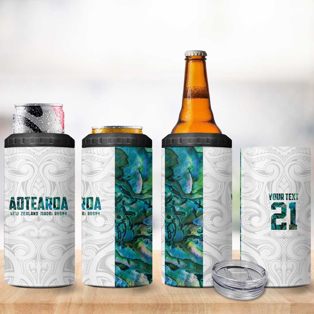 Custom New Zealand Aotearoa 4 in 1 Can Cooler Tumbler Green Maori Paua Shell Indigenous - Polynesian Pride