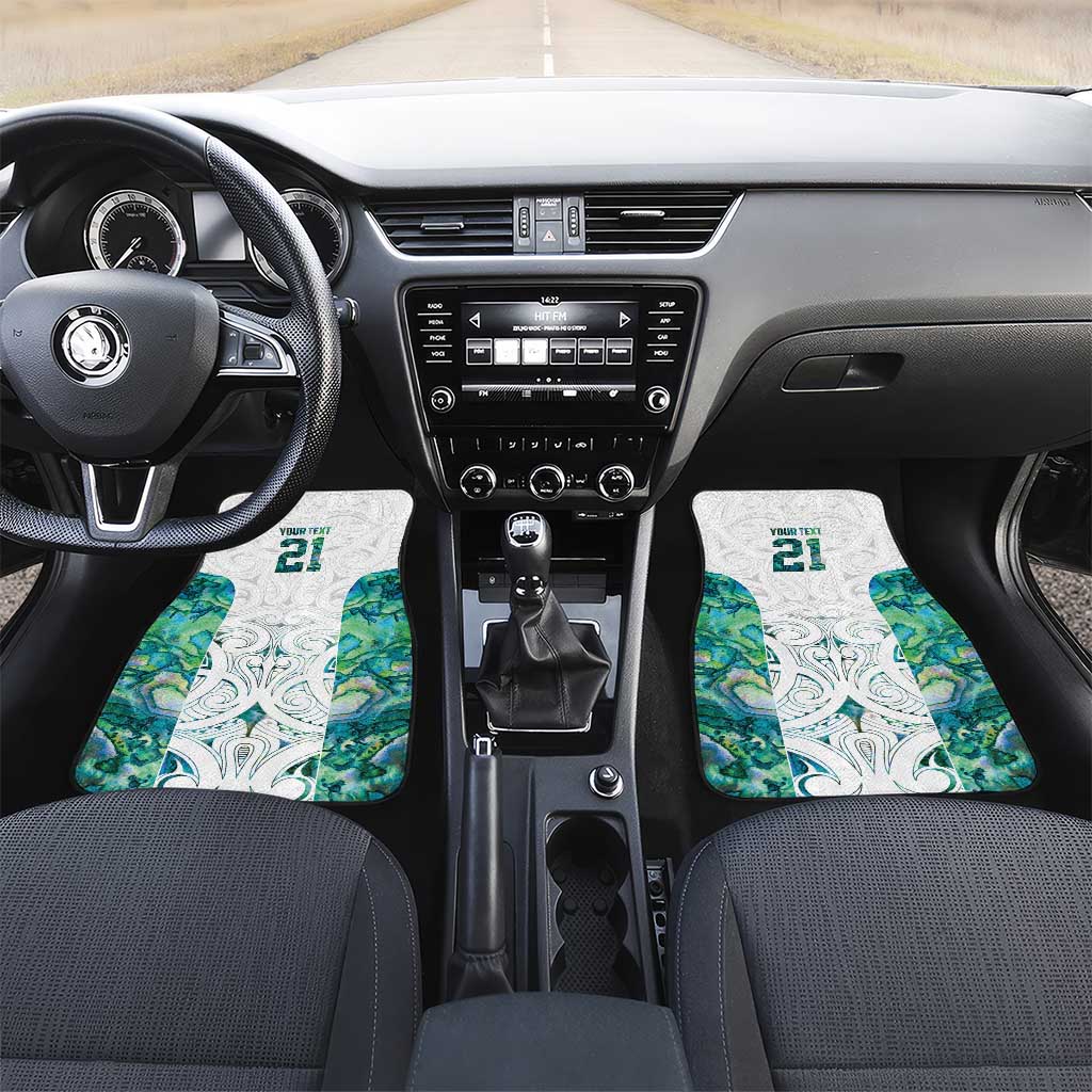Custom New Zealand Aotearoa Car Mats Green Maori Paua Shell Indigenous - Polynesian Pride