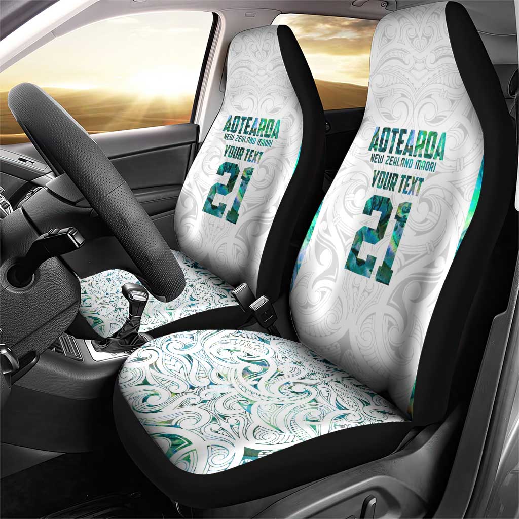 Custom New Zealand Aotearoa Car Seat Cover Green Maori Paua Shell Indigenous - Polynesian Pride