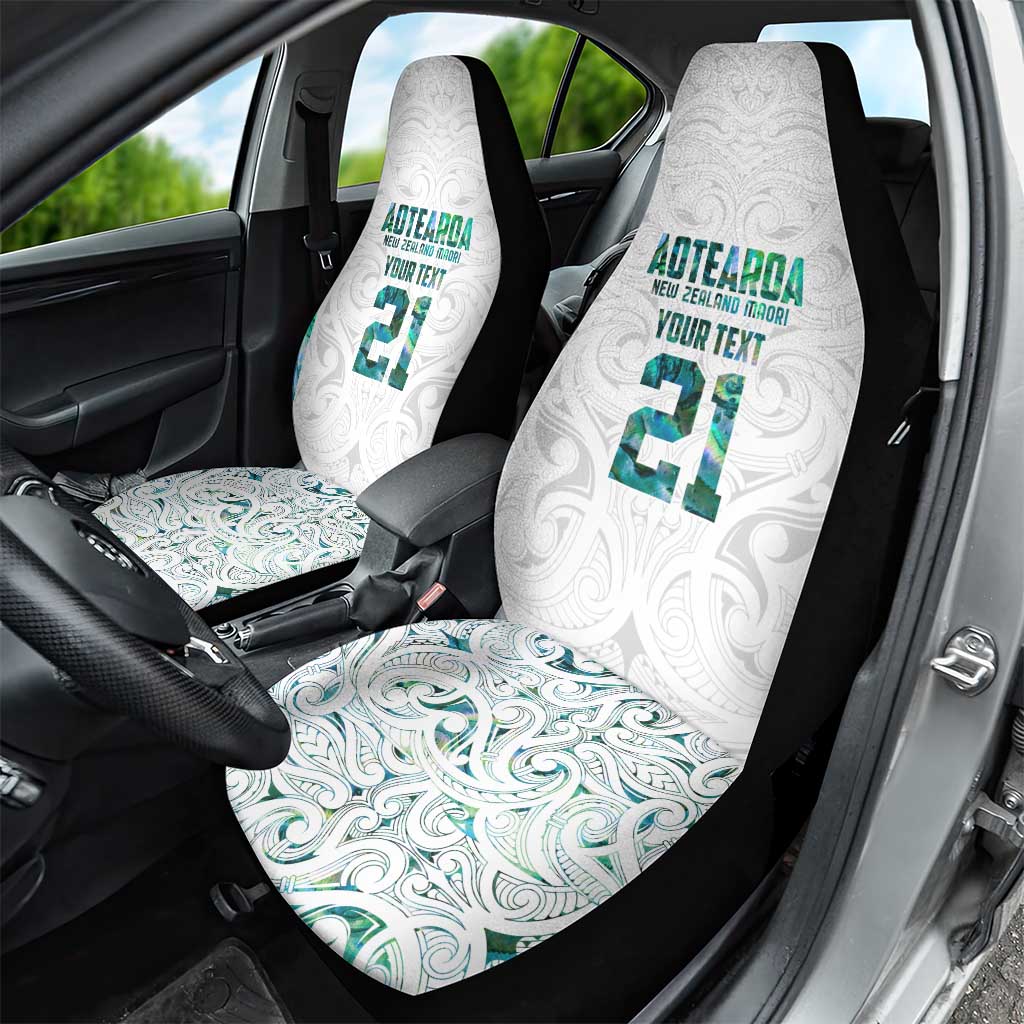 Custom New Zealand Aotearoa Car Seat Cover Green Maori Paua Shell Indigenous - Polynesian Pride