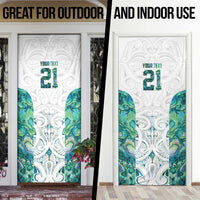 Custom New Zealand Aotearoa Door Cover Green Maori Paua Shell Indigenous - Polynesian Pride