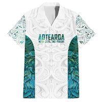 Custom New Zealand Aotearoa Family Matching Long Sleeve Bodycon Dress and Hawaiian Shirt Green Maori Paua Shell Indigenous LT9 Dad's Shirt - Short Sleeve Green - Polynesian Pride
