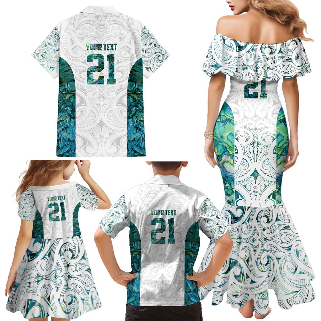 Custom New Zealand Aotearoa Family Matching Mermaid Dress and Hawaiian Shirt Green Maori Paua Shell Indigenous LT9 - Polynesian Pride