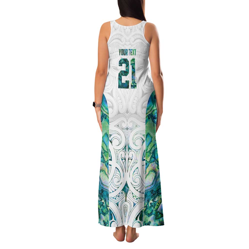 Custom New Zealand Aotearoa Family Matching Tank Maxi Dress and Hawaiian Shirt Green Maori Paua Shell Indigenous - Polynesian Pride