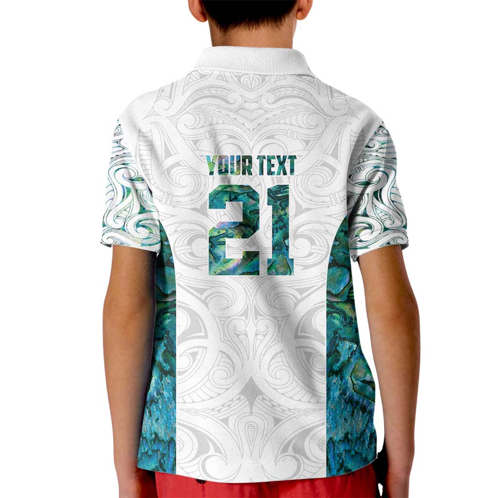 Custom New Zealand Aotearoa Kid Polo Shirt Green Maori Paua Shell Indigenous - Polynesian Pride