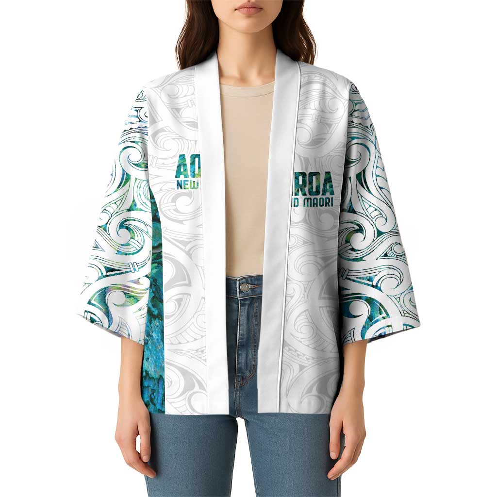 Custom New Zealand Aotearoa Kimono Green Maori Paua Shell Indigenous - Polynesian Pride