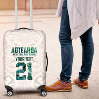 Custom New Zealand Aotearoa Luggage Cover Green Maori Paua Shell Indigenous - Polynesian Pride