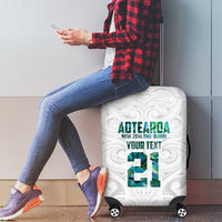 Custom New Zealand Aotearoa Luggage Cover Green Maori Paua Shell Indigenous - Polynesian Pride