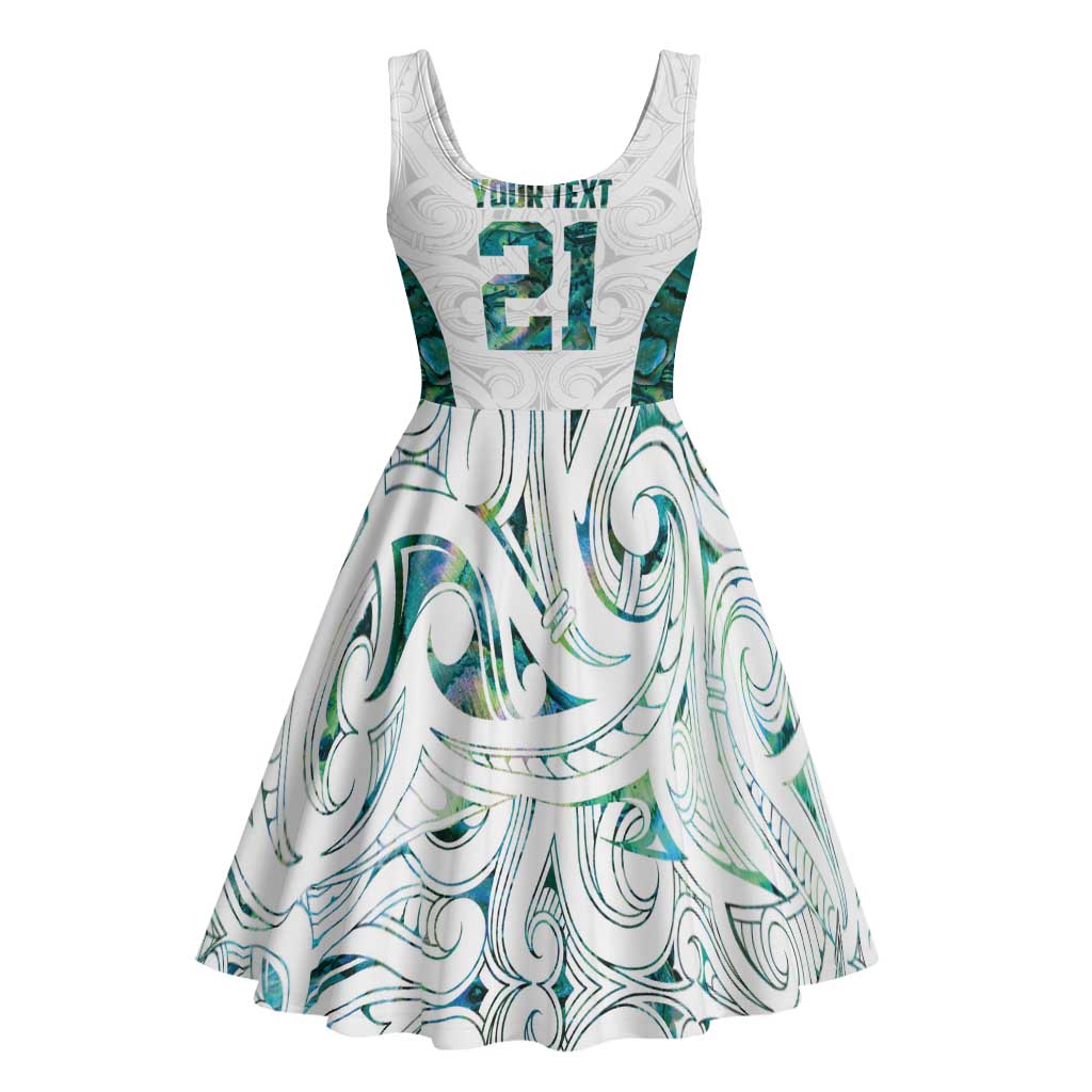 Custom New Zealand Aotearoa Midi Dress Green Maori Paua Shell Indigenous - Polynesian Pride